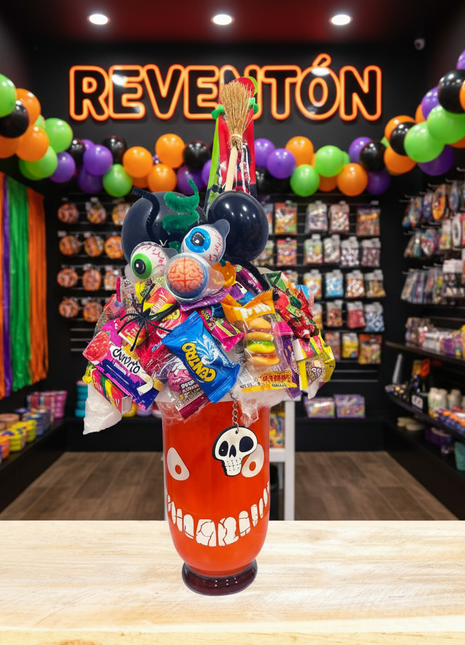 Pumpkin vase with candies