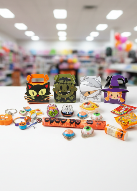 Four boxes of halloween goodies
