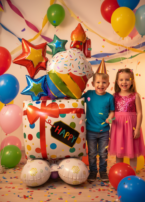 Birthday Gift Box Shape Balloon Stand - Reventon