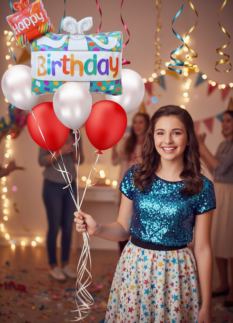 Birthday Gift Box Shape Balloon Bouquet - Reventon