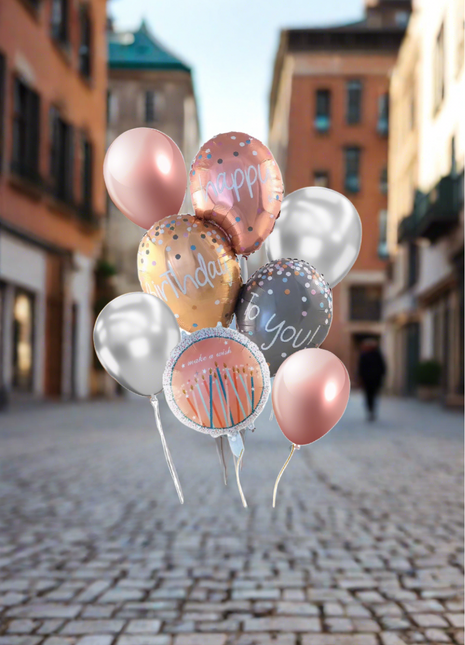 باقة بالونات عيد ميلاد سعيد