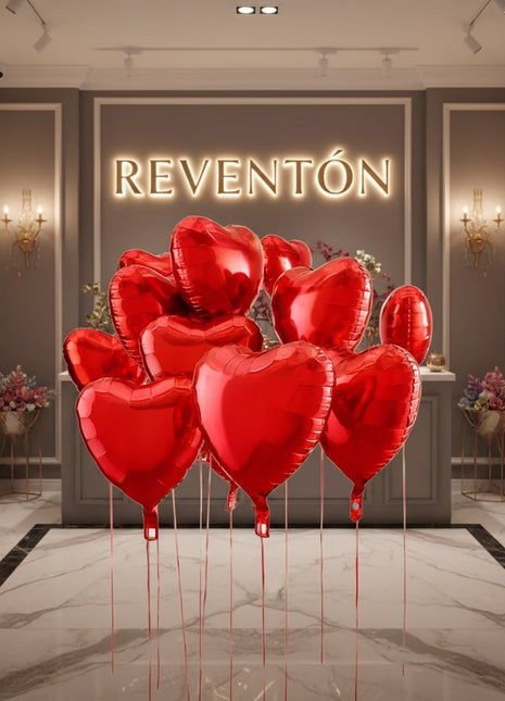 Red Heart Foil Balloon Bouque