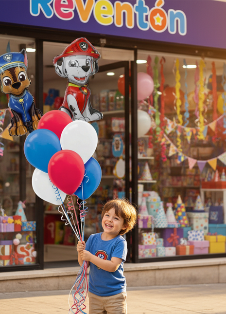 Paw Patrol balloon bouquet featuring colorful balloons with popular Paw Patrol characters.