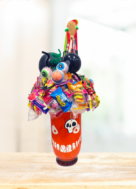 Pumpkin vase with candies