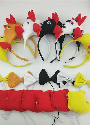 Child Kids Adult Chicken Chick Headband Tail Tie Animal Cosplay Props Birthday Gift Party Costume Carnival Halloween Christmas