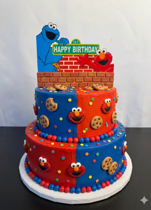 Elmo and cookie monster cake topper