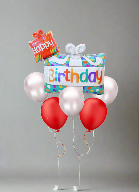 Birthday Gift Box Shape Balloon Bouquet - Reventon
