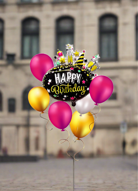 عيد ميلاد سعيد لنحتفل باقة بالونات