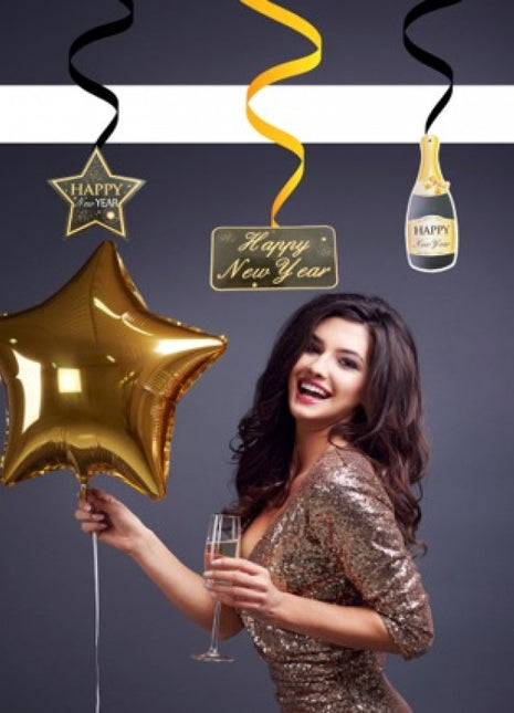 Happy New Year swirls