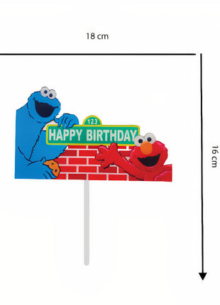 Elmo and cookie monster cake topper
