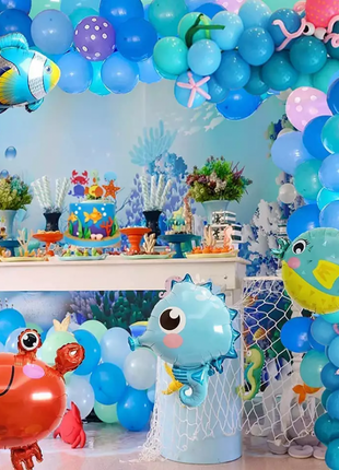 Sea Theme banner, foil and latex balloon collection