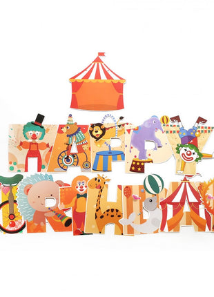 Circus banner, foil and latex balloons
