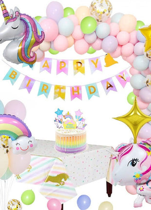 Unicorn Theme: banner, foil and latex balloons