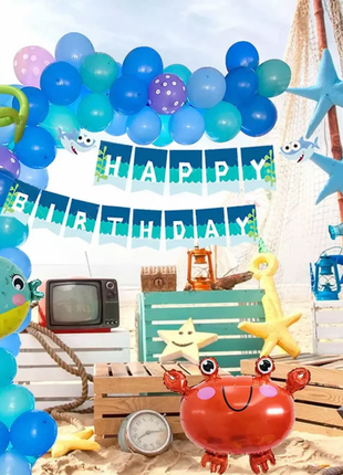 Sea Theme banner, foil and latex balloon collection