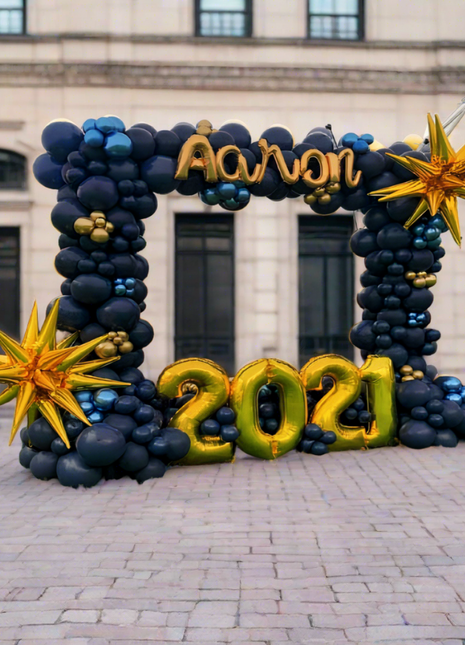 Gold & Black balloon garland with foil balloons