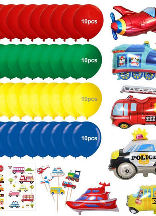 Transportaion Theme: banner, foil and latex balloons
