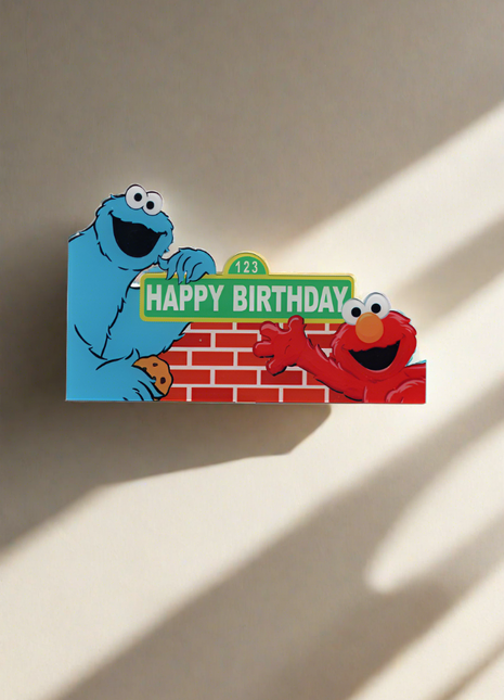 Elmo and cookie monster cake topper