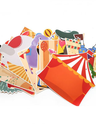 Circus banner, foil and latex balloons