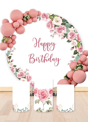 Happy Birthday printed flowers backdrop