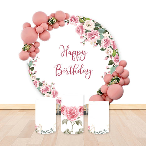 Happy Birthday printed flowers backdrop